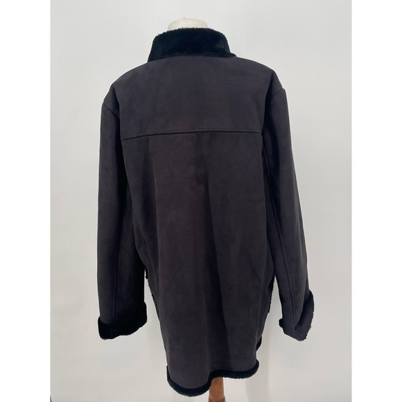 J Percy Vtg Black Faux Suede Fur Lining Trim Coat Size Women‎ XL - Picture 2 of 11